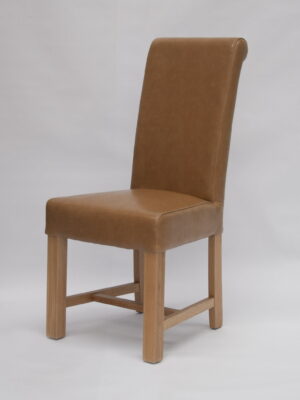 Chunky Scroll dining chair (Tan/Oak) - BYCAST