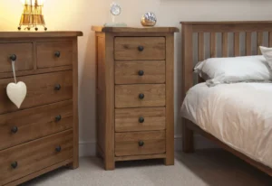 Rustic Oak 5 Drawer Narrow Chest