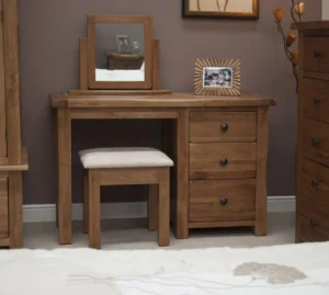 Rustic Oak Dressing Table and Stool