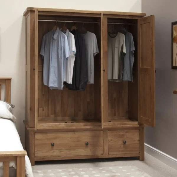 Rustic Oak Triple Wardrobe - Image 2