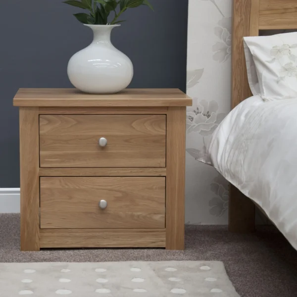 Torino 2 Drawer Wide Bedside Cabinet - Image 2