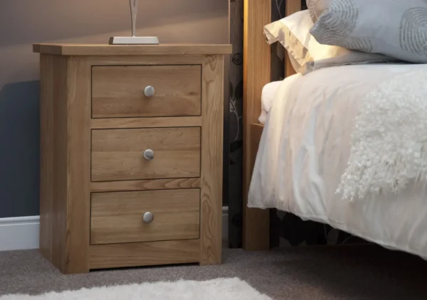 Torino 3 Drawer Narrow Bedside Cabinet - Image 2
