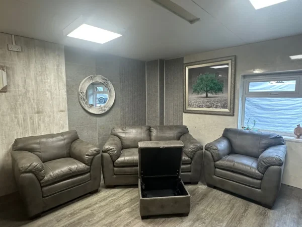 DFS Scarfell Grey Endurance Fabric 2 Seater Sofa With 2 Armchairs & Storage Footstool - Image 3