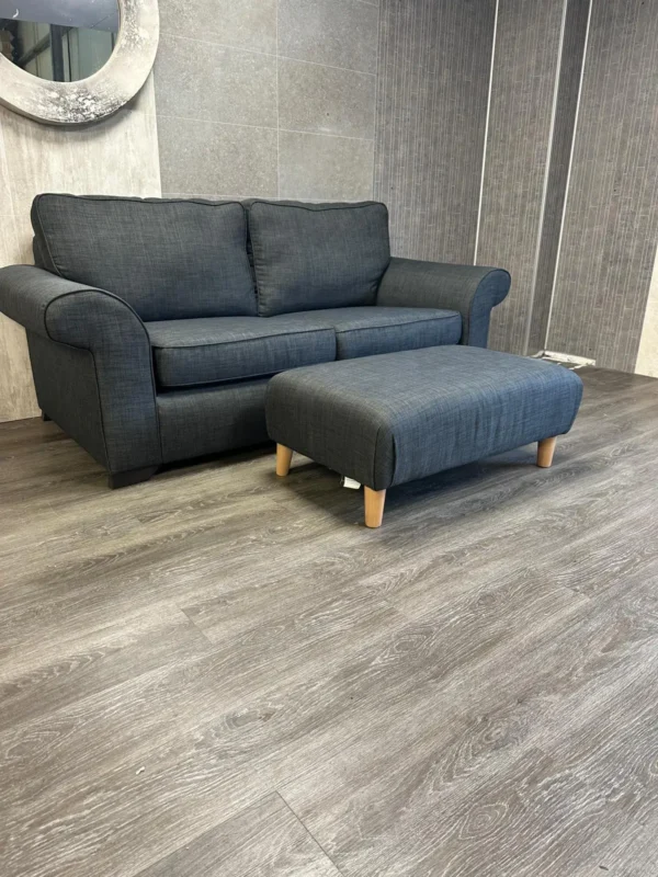Ex Display Sofology Ashford Como Charcoal All Over  3 Seater Sofa & Armchair With Footstool - Image 4
