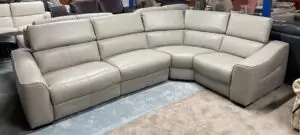 Furniture Village Elixir Grey Leather Corner Sofa Power Recliners