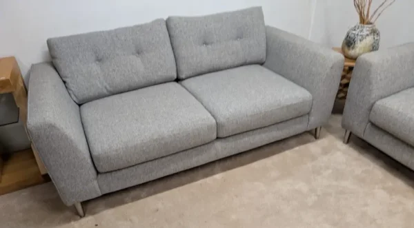 DFS Farnham Weave Fabric Sofa Set – Light Grey | 4-Seater + 3-Seater + Footstool (Ex-Display) - Image 2