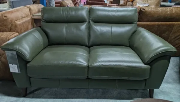 Fabb Jayley Pine Green Genuine Leather 2 Seater Sofa & 2 Armchairs - Image 5
