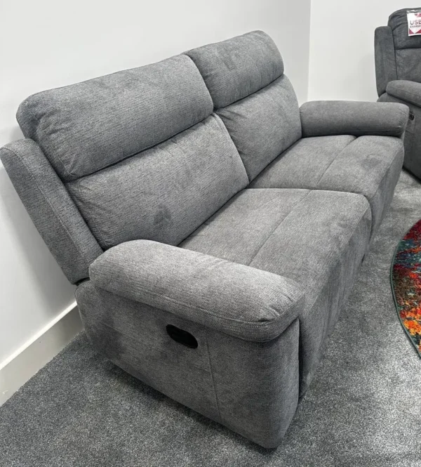 Fabb Banks Anthracite Grey Fabric 3 Seater Recliner Sofa & Power Recliner Chair - Image 5