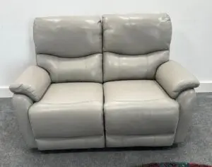 Fabb Evelyn Lead Grey Leather 2 Seater Sofa With Power Recliners