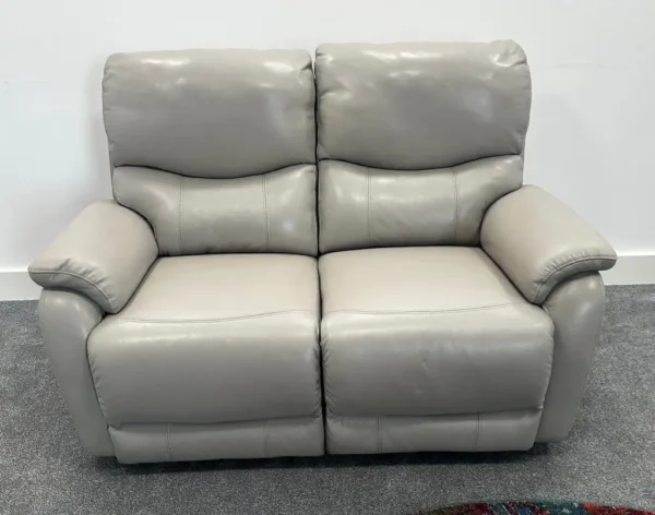 Fabb Evelyn Lead Grey Leather 2 Seater Sofa With Power Recliners