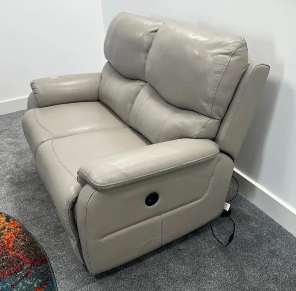 Fabb Evelyn Lead Grey Leather 2 Seater Sofa With Power Recliners - Image 2