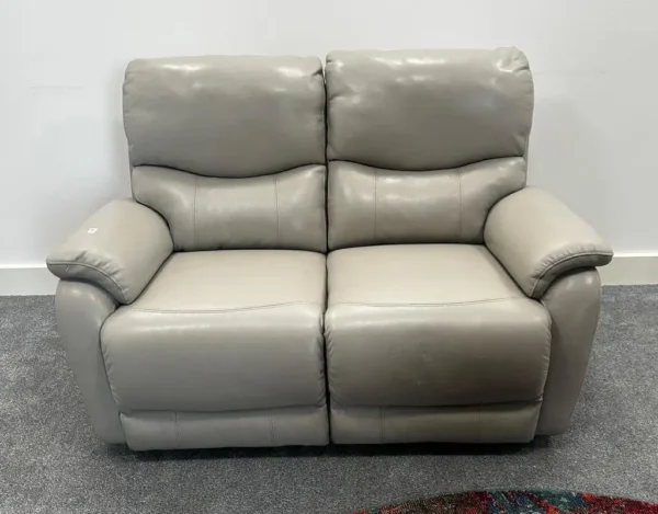 Fabb Evelyn Lead Grey Leather 2 Seater Sofa With Power Recliners - Image 4