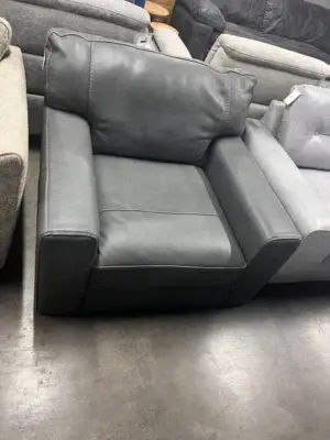 NEW SOFOLOGY LINARA APOLLO GREY LEATHER ARM CHAIR