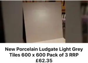 New Ludgate Clay Grey Unglazed Porcelain Tiles 600 X 600 3 Tiles PP