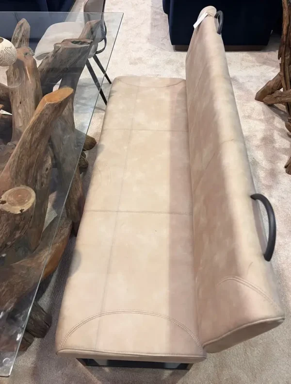 Root Wood / Drift Wood With Glass Dining Table Complete With Bench & 2 Chairs Oyster Moleskin - Image 6