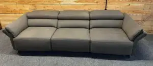 Top Italian Designer Brand Grey Nubuck Leather 4 Seater Sofa