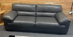 SOFOLOGY SANTINO CARUSO FOG GREY LEATHER 3 SEATER SOFA