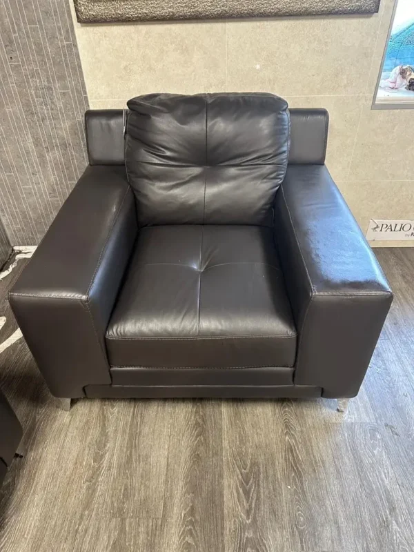 LUXURY ITALIAN DESIGNER BROWN LEATHER 2 SEATER SOFA & ARMCHAIR - Image 3
