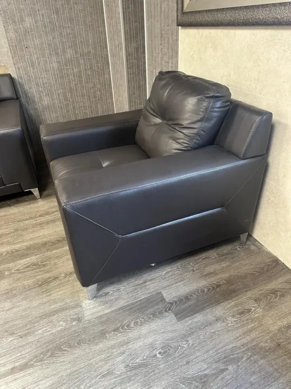 LUXURY ITALIAN DESIGNER BROWN LEATHER 2 SEATER SOFA & ARMCHAIR - Image 4