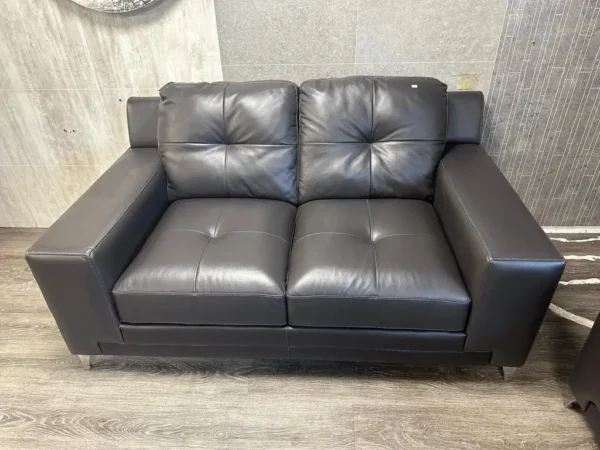 LUXURY ITALIAN DESIGNER BROWN LEATHER 2 SEATER SOFA & ARMCHAIR - Image 5