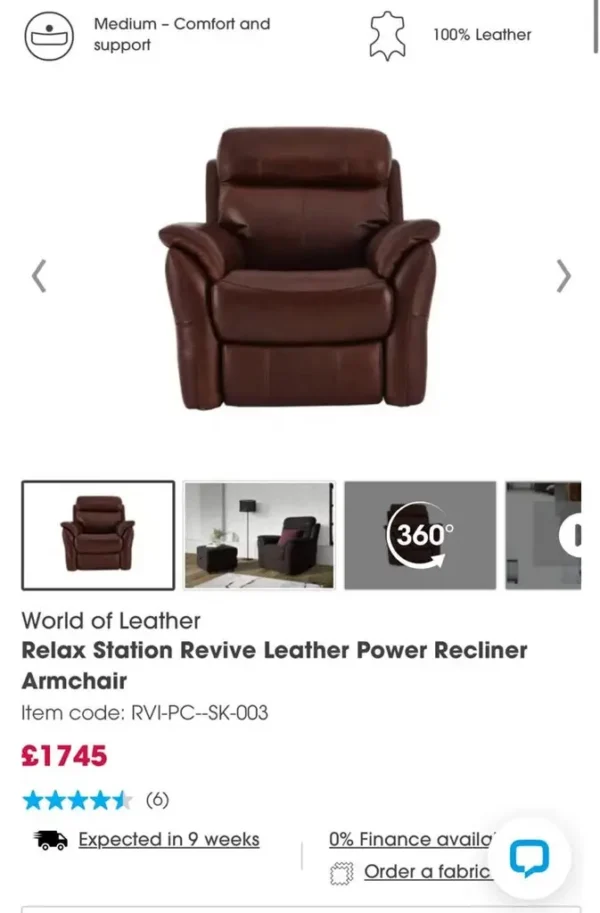 Furniture Village World Of Leather Relax Station Revive Brown Leather - Image 6