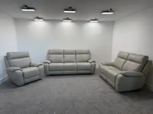 The Winchester Range In Light Grey Leather Power Recliners