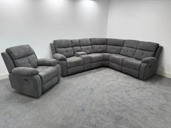 The Cindy Grey Fabric Manual Or Power Recliner Sofa Range / Collection * Special Price* - Image 2