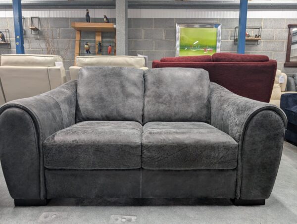 Fabb Butler / Sofology Galleria Utah Grey Leather 2 Seater Sofa With Armchair & Footstool - Image 2
