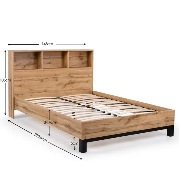 Bali Bookcase Headboard Bed 135cm - Light Oak - Image 6