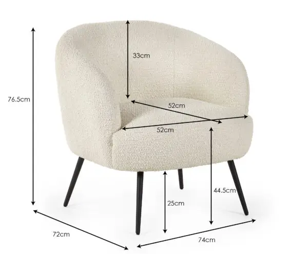 Gigi Boucle Accent Chair - Ivory - Image 6