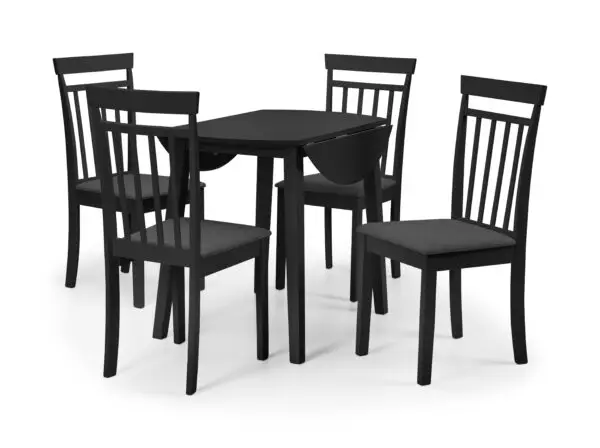 Coast Black Dropleaf Table and 4 Black Coast Chairs - Image 2