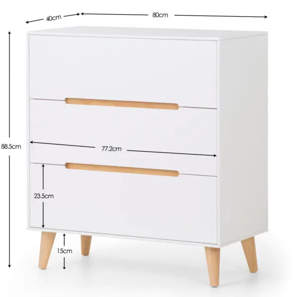 Alicia 3 Drawer Chest - White - Image 4