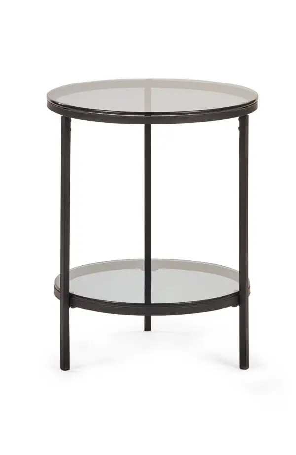 Chicago Circular Lamp Table With Shelf - Smoked Glass - Image 2
