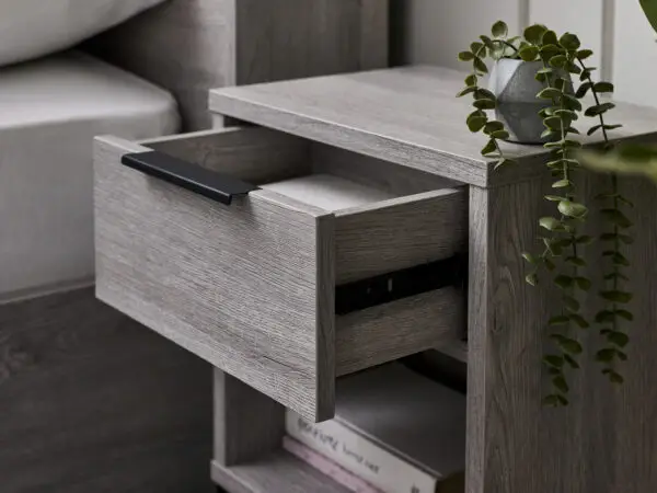Bali 1 Drawer Bedside - Grey Oak - Image 4