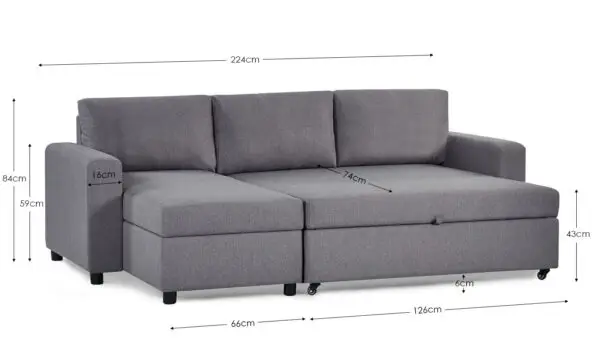 Angel Sofabed With Storage - Light Grey - Image 9