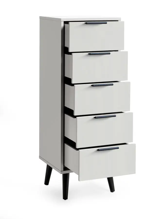 Alba 5 Drawer Narrow Chest - Silk Grey - Image 3