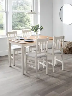 Coxmoor Ivory and Oak Rectangular Table and 4 Coxmoor Ivory Chairs
