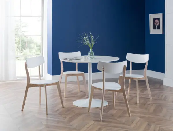 Blanco White Round Table and 4 Casa White Chairs - Image 2