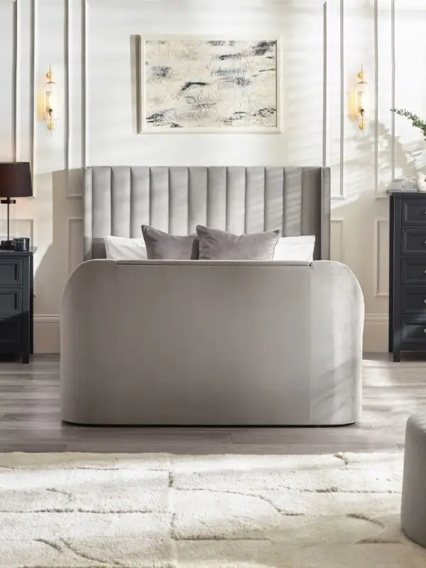 Clara Ottoman TV Bed 150cm - Light Grey - Image 3