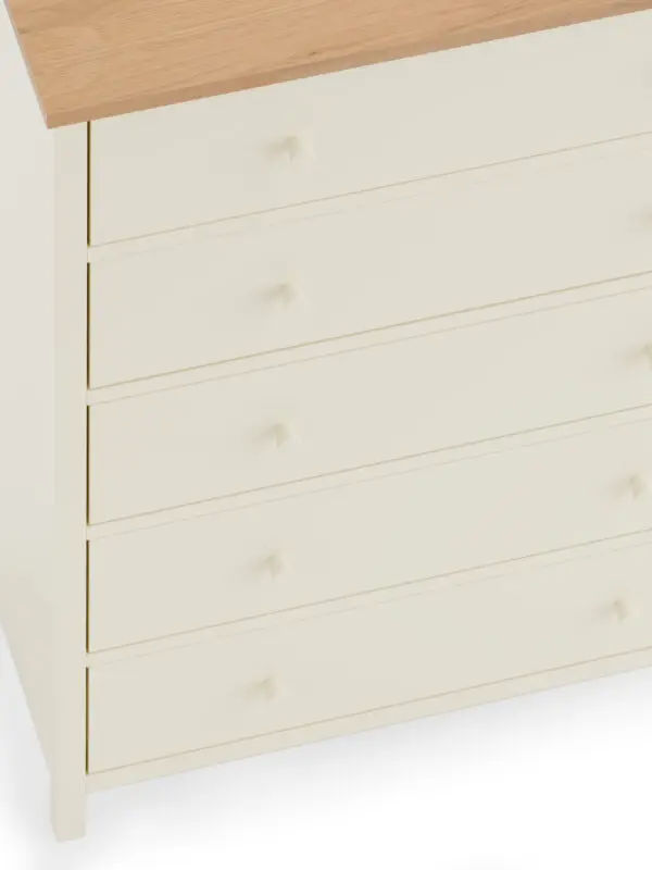 Coxmoor 5 Drawer Wide Chest - Ivory and Oak - Image 6