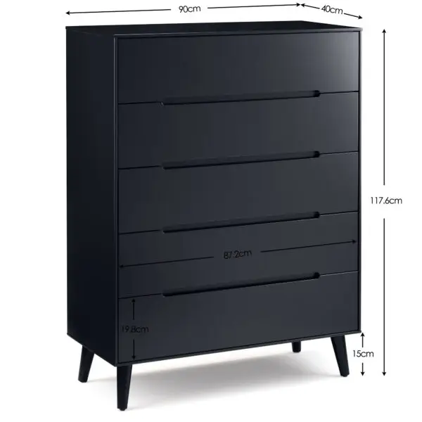 Alicia 5 Drawer Chest - Anthracite - Image 10