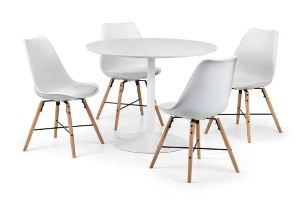 Blanco White Round Table and 4 Kari White Chairs - Image 2
