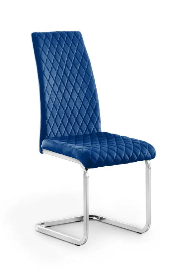 Set Of 4 Calabria Velvet Cantilever Chairs - Blue - Image 3