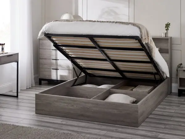 Bali Ottoman Storage 90cm Single Bed - Grey Oak - Image 10