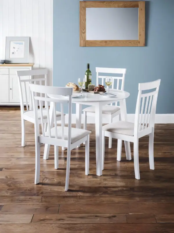 Coast White Dropleaf Table and 4 White Coast Chairs