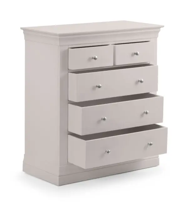 Clermont 3+2 Drawer Chest - Light Grey - Image 3