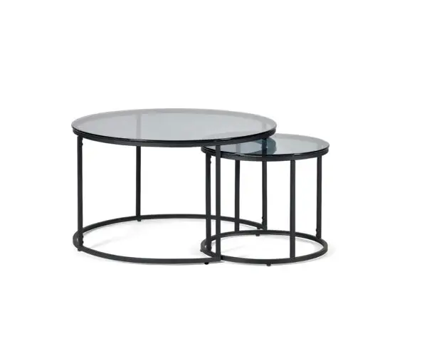 Chicago Round Nesting Coffee Tables Smoked Glass - Image 2