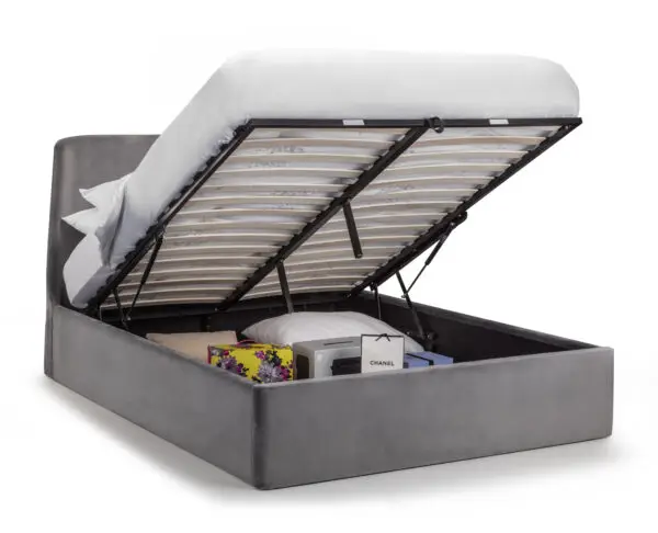 Frida Ottoman Storage 150cm King Bed - Grey - Image 3
