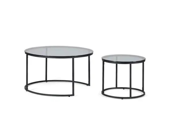 Chicago Round Nesting Coffee Tables Smoked Glass - Image 3