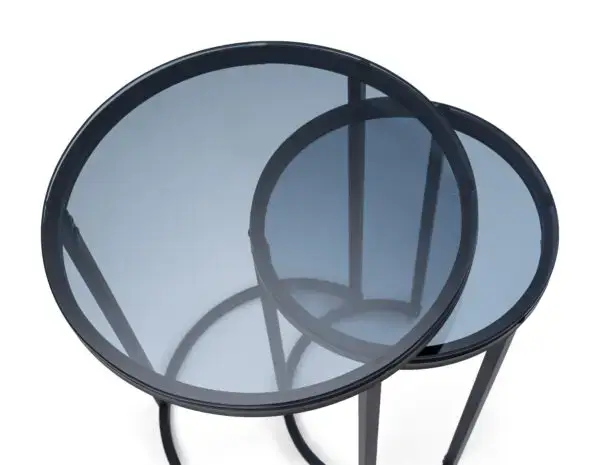 Chicago Round Nesting Side Tables Smoked Glass - Image 7